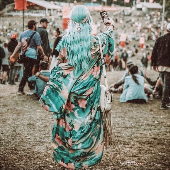 Spell & the gypsy nightingale kimono reversible black turquoise - Picture 7 of 17